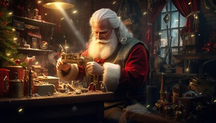 Santa's secret Christmas workshop, festive craftsmanship