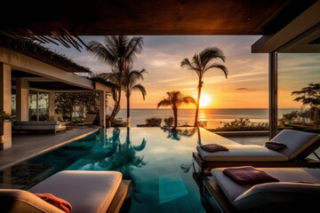 Fototapeta na wymiar Luxury Villa with Gorgeous Outdoor Pool - AI Generated