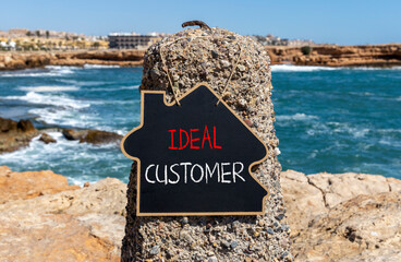 Ideal customer symbol. Concept words Ideal customer on beautiful black chalk blackboard....