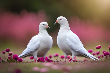 two white doves in the park