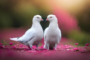 two white pigeon in the park