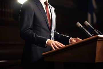 cropped shot of a male politician giving his speech with copyspace - obrazy, fototapety, plakaty