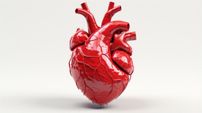3d image of a human heart, of red color