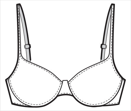recommend clip art: Push up T shirt Bra women's lingerie design flat sketch fashion illustration vector template