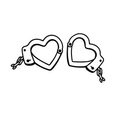 vector illustration of heart-shaped handcuffs