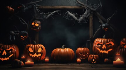 Background image of Halloween party elements. Empty space for your text.
