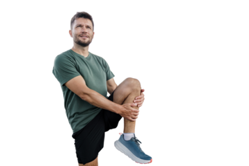 Warm-up runner healthy lifestyle, sportswear. A trainer performing fitness exercises. Athletic man training.