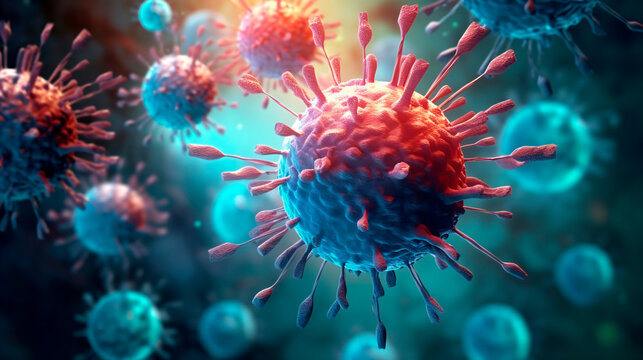 Abstract concept of the innovative medical approach of immunotherapy, harnessing the body's immune system to fight diseases like cancer more effectively. Viruses and infection medicine concept. 