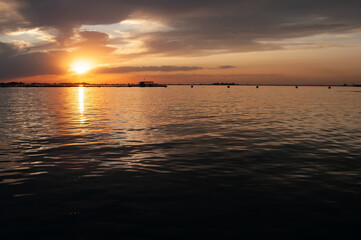 Obraz premium Sunset landscape, twilight view. Tranquility, nature