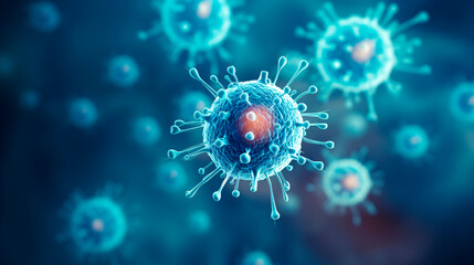 Abstract concept of the innovative medical approach of immunotherapy, harnessing the body's immune system to fight diseases like cancer more effectively. Viruses and infection medicine concept. 