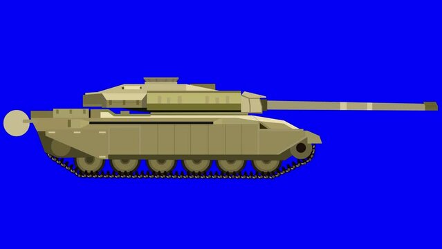 vector abrams tank moving on green screen