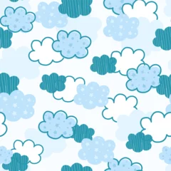 Tapeten Seamless pattern with clouds. Blue sky background.  illustration for kids fabric or backdrop. Vector © Alina