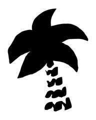 Palm tree hand painted with brush. Doodle cartoon coconut palmtree icon. Png clipart isolated on transparent background