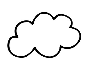 Cloud hand painted with brush. Doodle cloud icon. Png clipart isolated on transparent background - obrazy, fototapety, plakaty