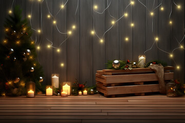 Celebration Stage Decoration with Ornaments, Stars and Lights