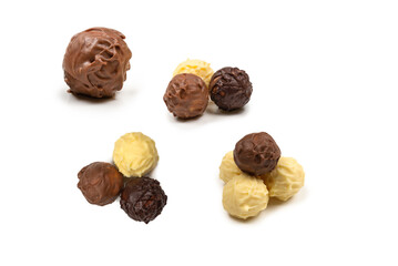 Chocolate truffle isolated on white background.