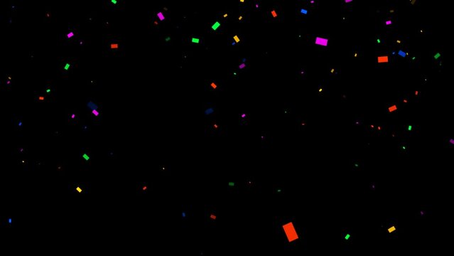 colorful confetti rain on transparent background, alpha channel birthday party celebration design element