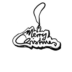 Merry Christmas - star christmas decorations - black pencil hand drawn illustration (transparent PNG)