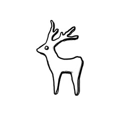 Merry Christmas - reindeer christmas decorations - black pencil hand drawn illustration (transparent PNG)