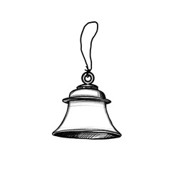 Merry Christmas - little bell christmas decorations - black pencil hand drawn illustration (transparent PNG)