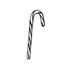 Merry Christmas - sugar cane christmas decorations - black pencil hand drawn illustration (transparent PNG)