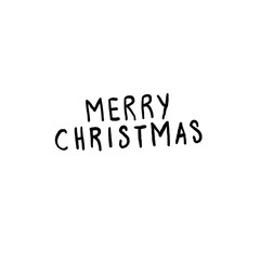 Merry Christmas - hand made / written - black pencil hand drawn illustration (transparent PNG)
