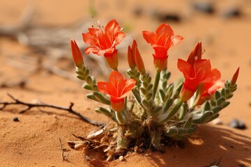 Plant and flower of Devil's Claw from Kalahari Desert in Botswana. Generative AI