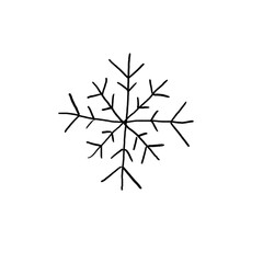Merry Christmas - snow flake - black pencil hand drawn illustration (transparent PNG)