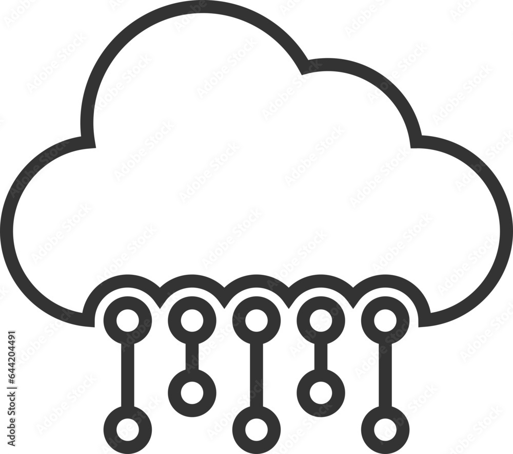 Poster technology icon vector cloud computing connection. big data global server. line design symbol.