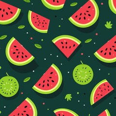 Vector flat illustration of watermelon patterns, 2d vector illustration, background with patterns.