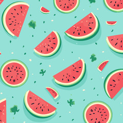 Vector flat illustration of watermelon patterns, 2d vector illustration, background with patterns.