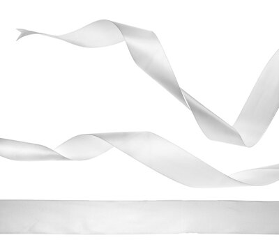 Set white ribbon curly isolated on white, clipping path