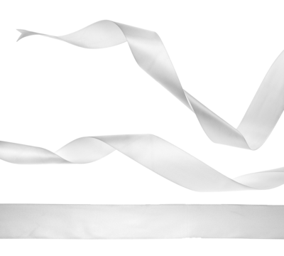 Set white ribbon curly isolated on white, clipping path