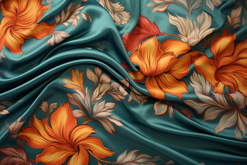 Beautiful silk fabric with flowers.