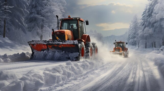 The removal of snow from the road