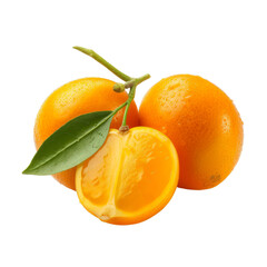 Juicy kumquat isolated on transparent background. Concept of healthy fruit.