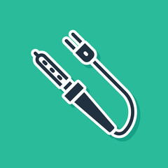 Blue Soldering iron icon isolated on green background. Vector