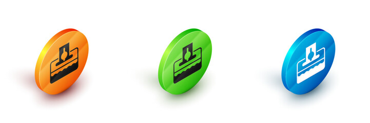 Isometric Donate or pay your zakat as muslim obligatory icon isolated on white background. Muslim charity or alms in ramadan kareem before eid al-fir. Circle button. Vector