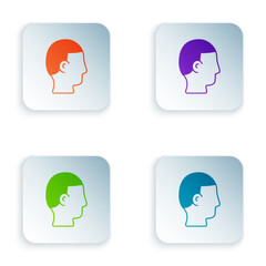 Color Hairstyle for men icon isolated on white background. Set colorful icons in square buttons. Vector