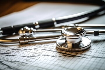 Close-up of a stethoscope in a medical setting