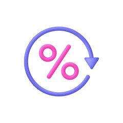 3D Round loan percent refresh line. Exchange fees. Interest rate, finance, banking, credit and money sphere concept.