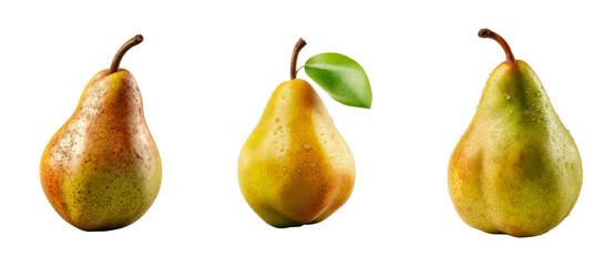 Set of Pear isolated on transparent background. Concept of healthy fruit and fruit.