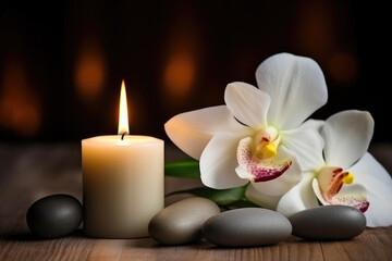 Obraz na płótnie Canvas Tranquil Spa Setting with Aromatic Candles