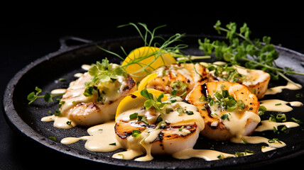 grilled scallops with garlic and herbs