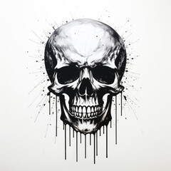 Fototapeta premium Spray Painted Stencil of a Skull Simple Minimalism Black and White