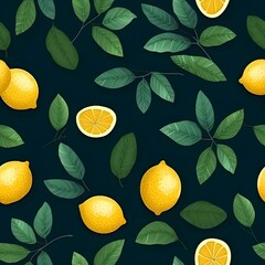 Lemons plant old style seamless pattern.