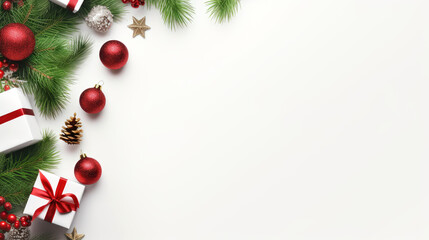 Christmas banner with space for copy on white. Generative AI