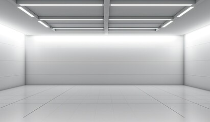 Empty product display space, bright lights, futuristic and minimalistic, by Generative AI