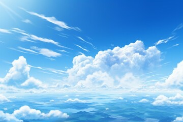 Clear blue anime sky. Generative AI