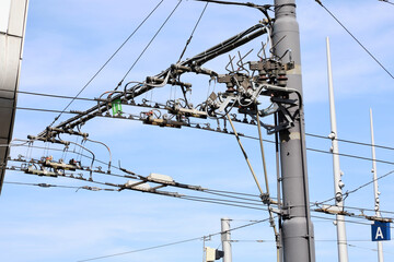 power lines on a sky